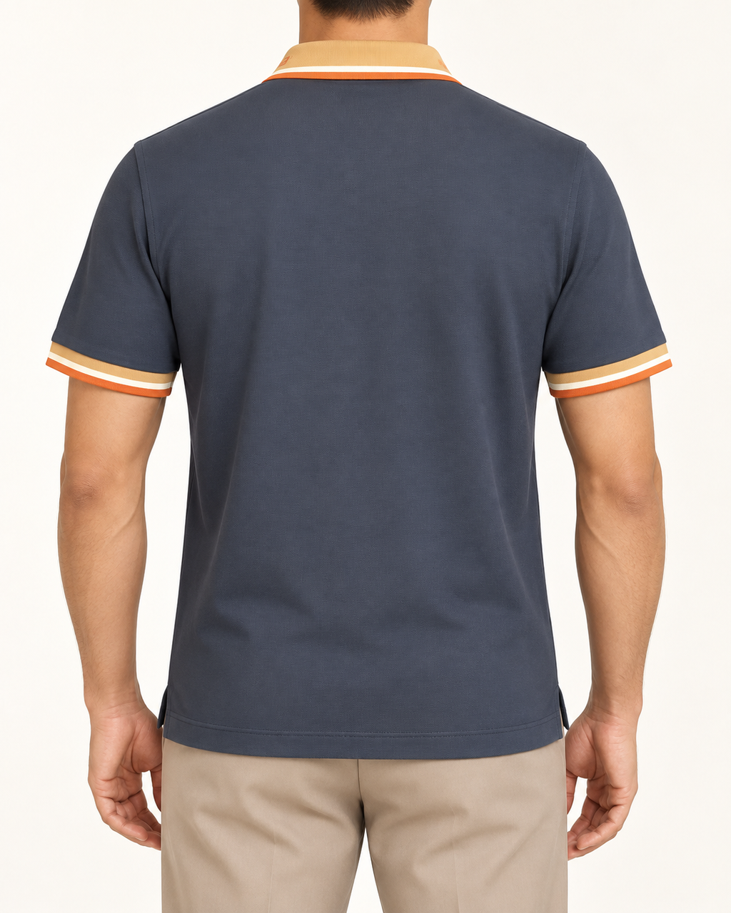 Slate Navy Camel Orange Trim Polo - view 3