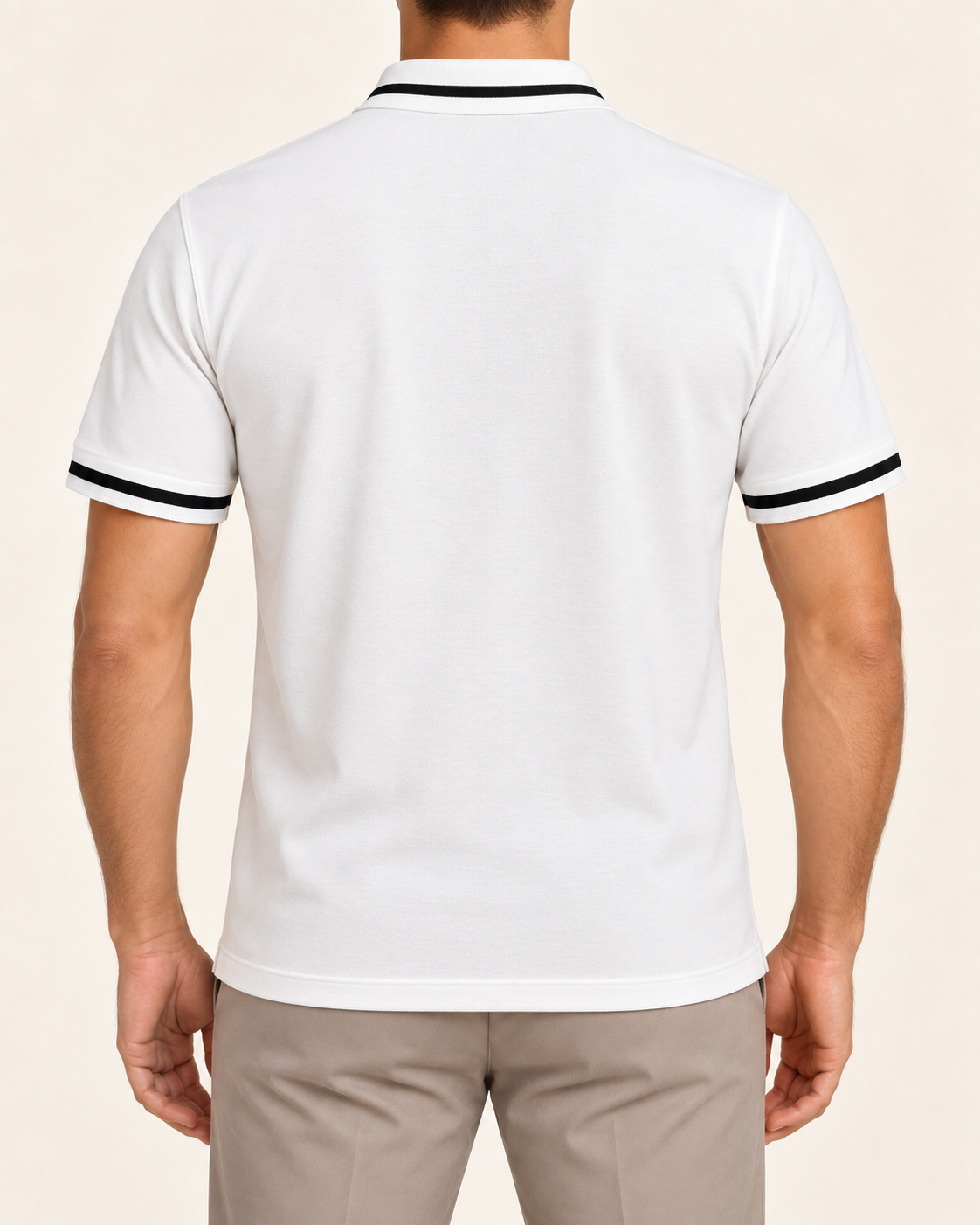 White Stripe Trim Crest Polo - view 3
