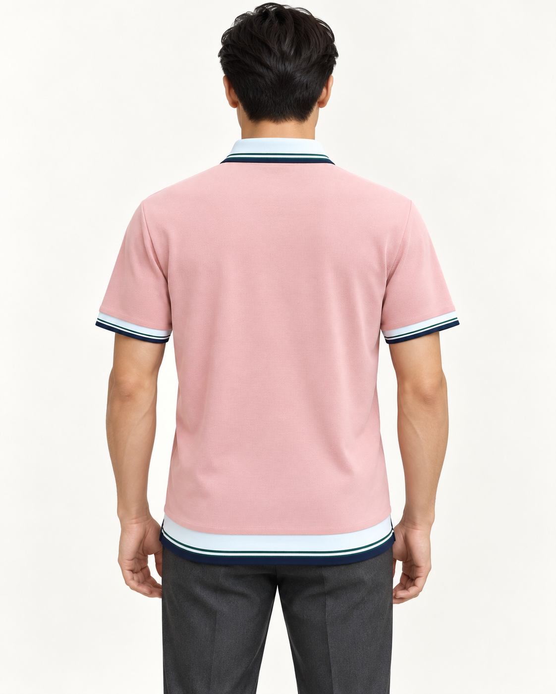 Blush Pink Contrast-Trim Crest Polo Shirt - view 3
