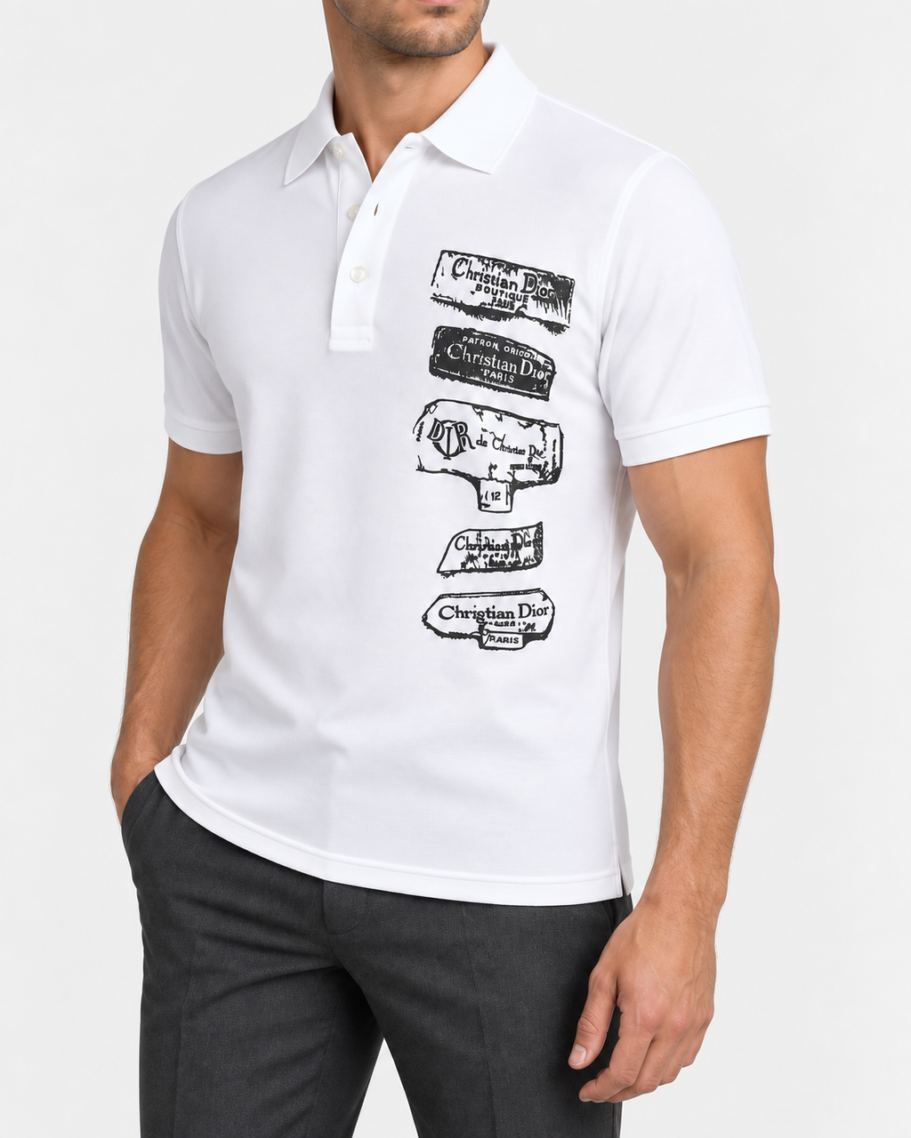 White Archive Label Graphic Polo Shirt - view 2