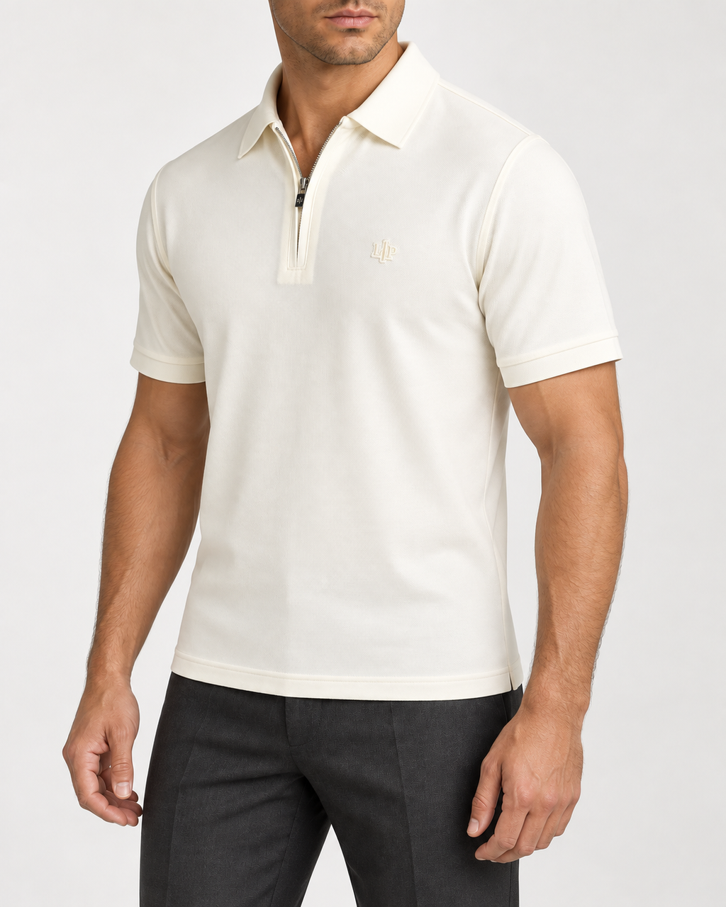 Ivory Zip-Neck Logo Polo Shirt - view 2