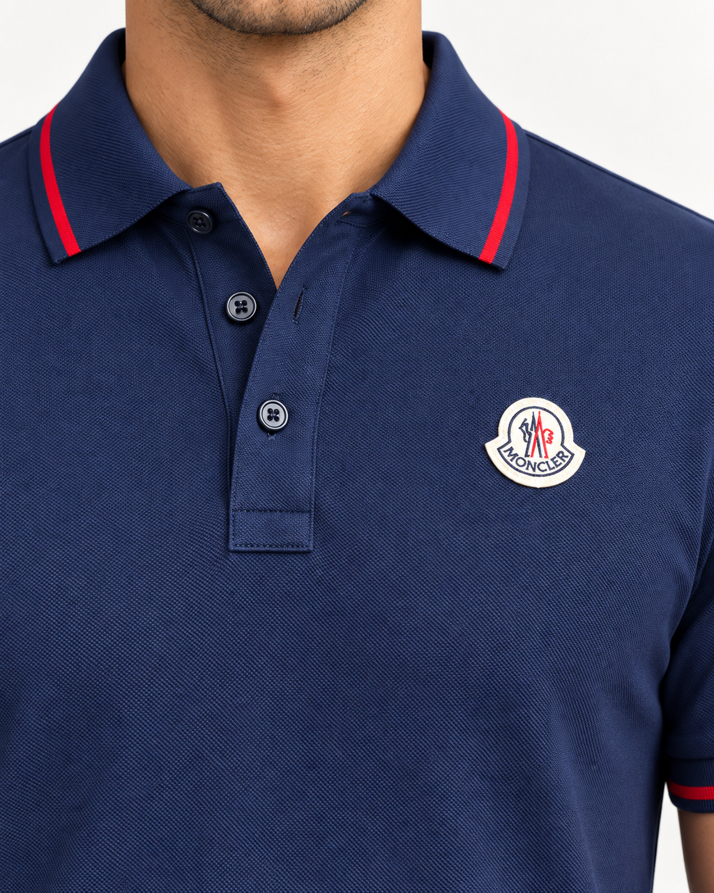 Navy Blue Red-Trim Logo Polo Shirt - view 4