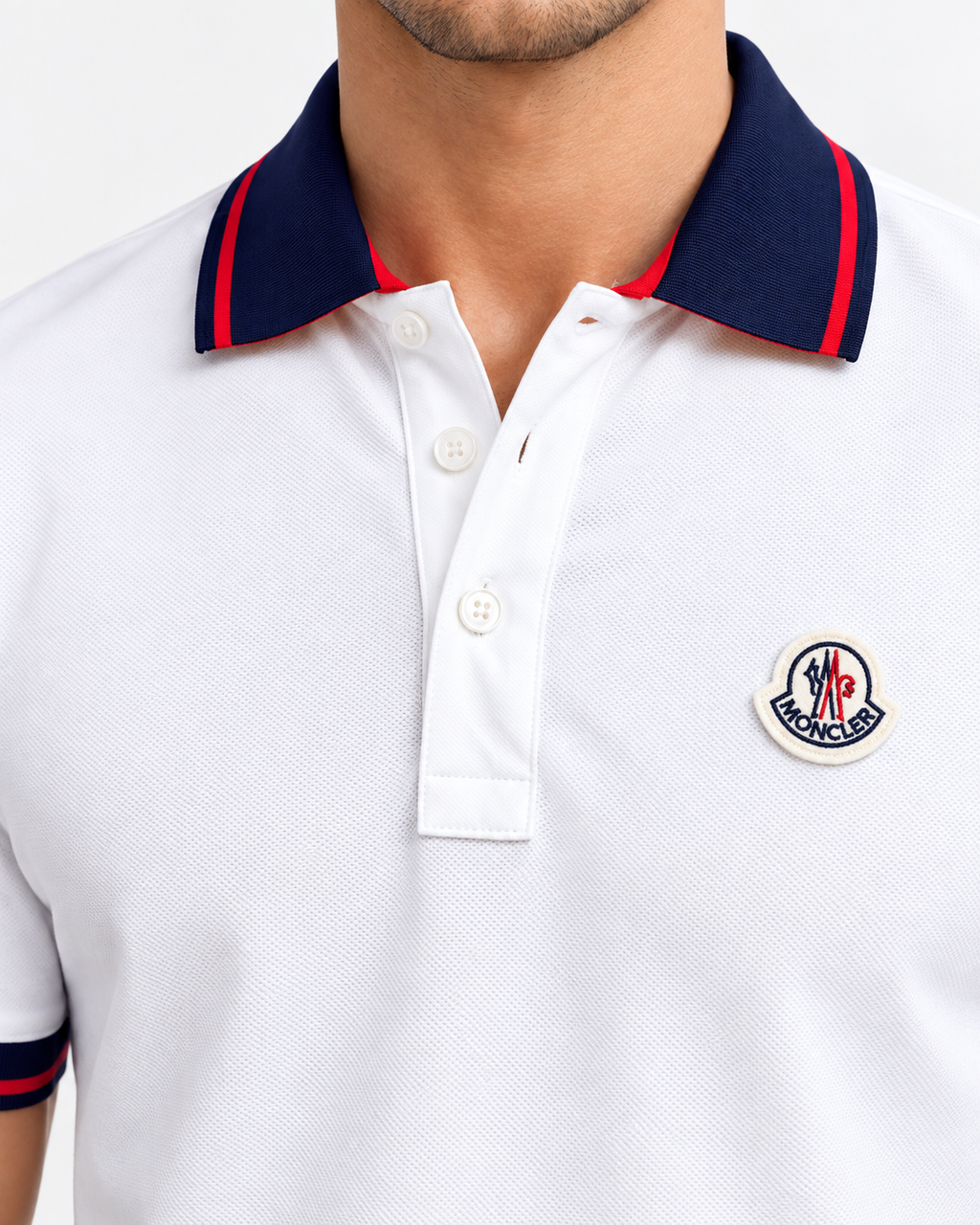 White Navy & Red-Trim Logo Polo Shirt - view 4