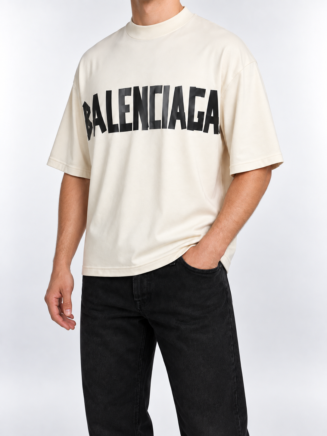 Men’s Ivory Off-Shoulder Logo T-Shirt - view 2