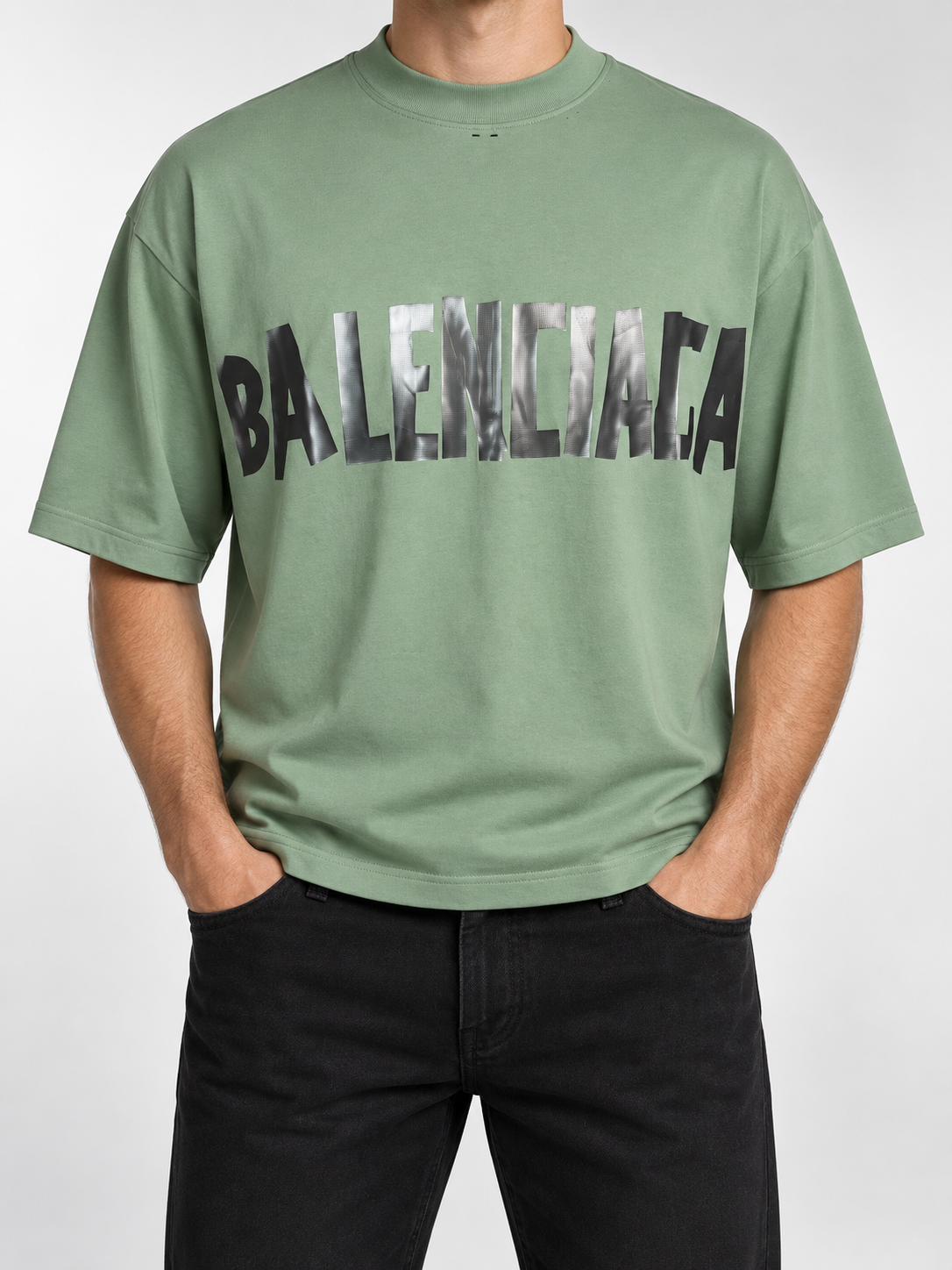 Men’s Sage Green Statement-Logo T-Shirt - front view