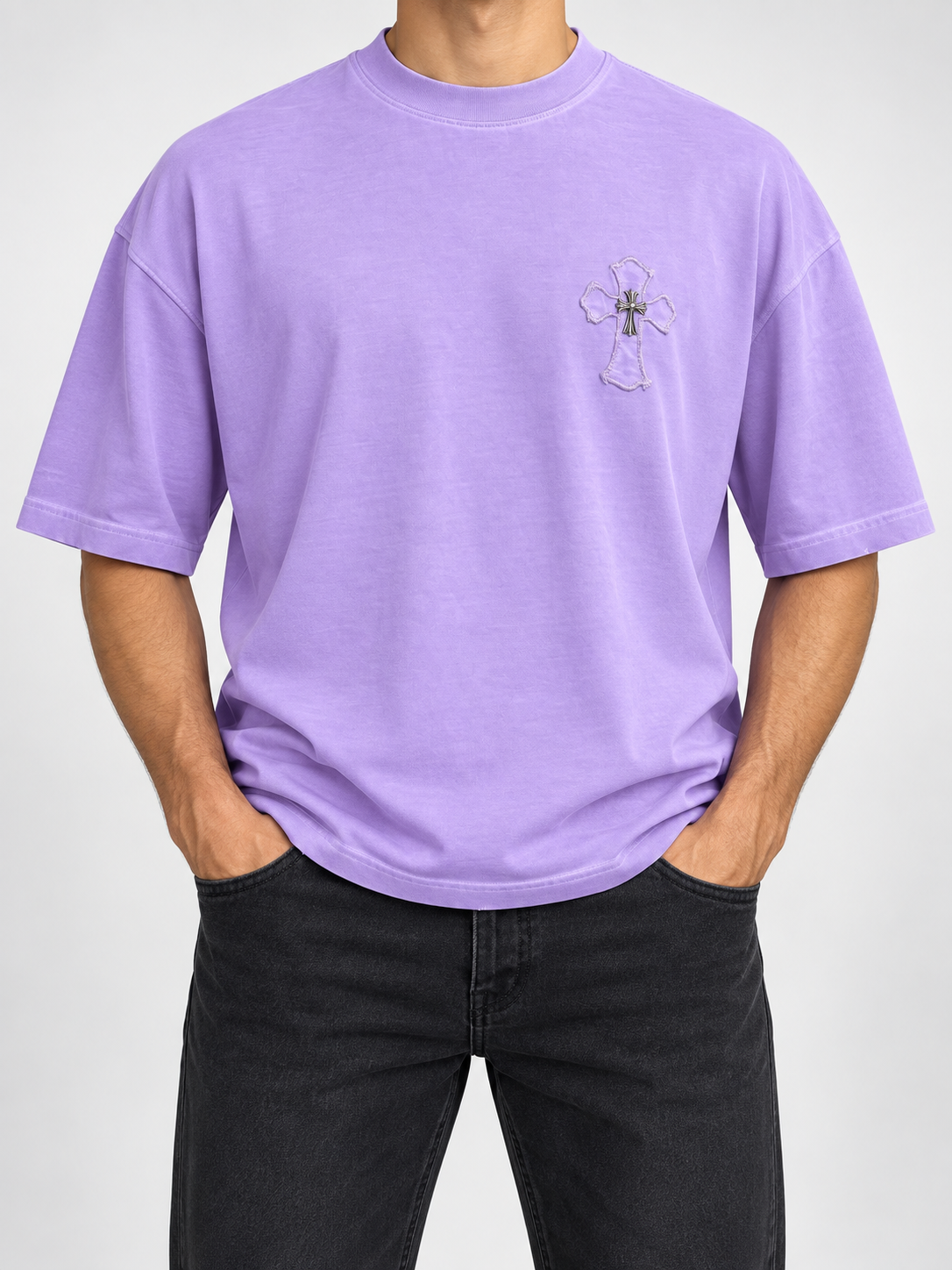 Men’s Lavender Cross-Heart T-Shirt - front view