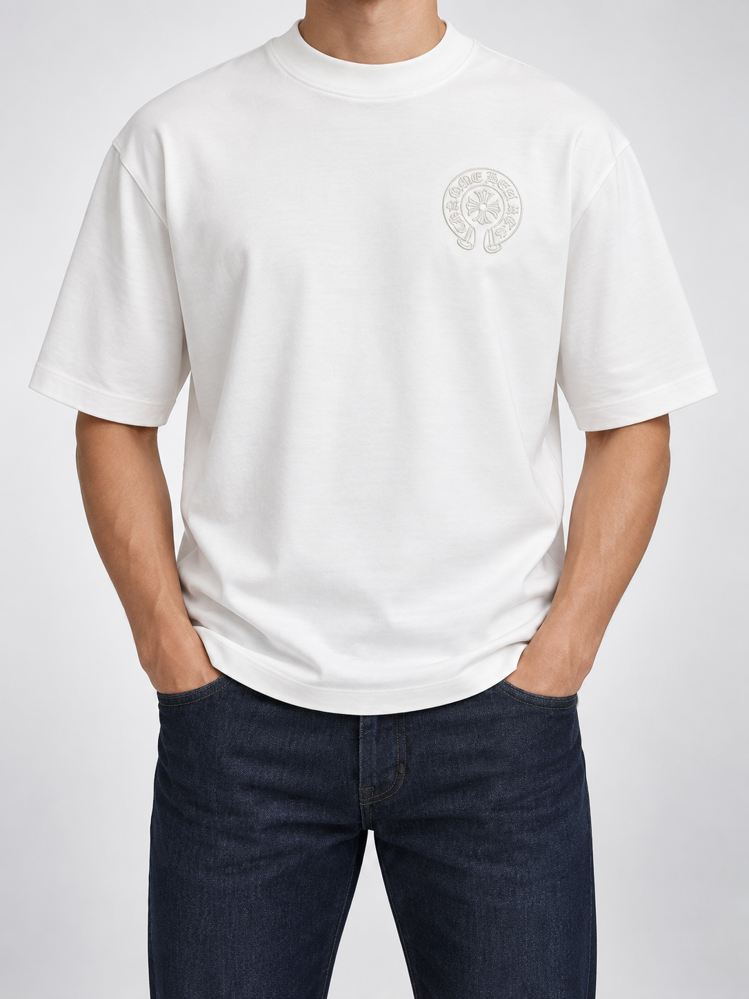 Men’s Ivory-White Tonal Horseshoe T-Shirt - front view