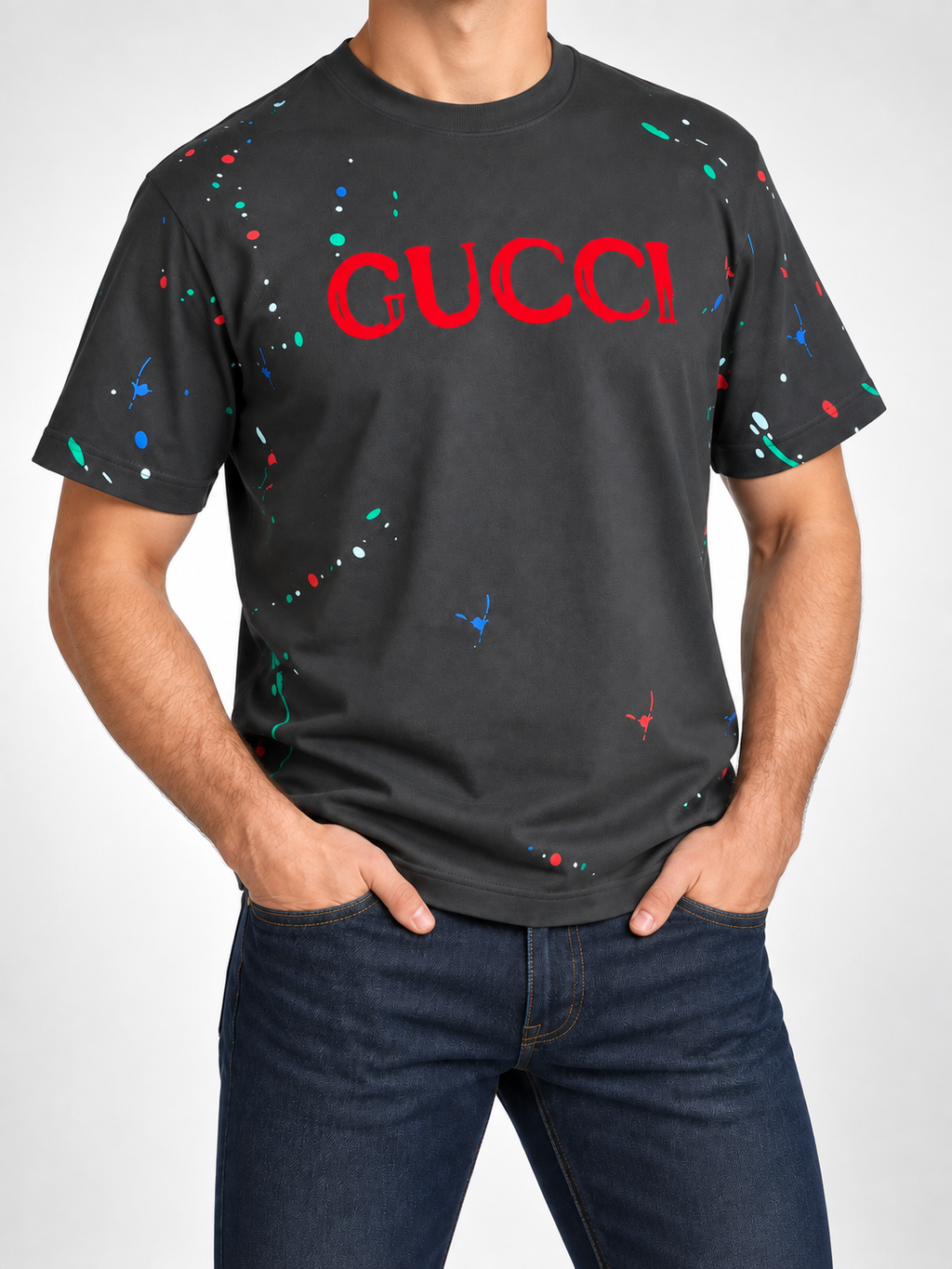 Men’s Charcoal Paint-Splatter Logo T-Shirt - view 4