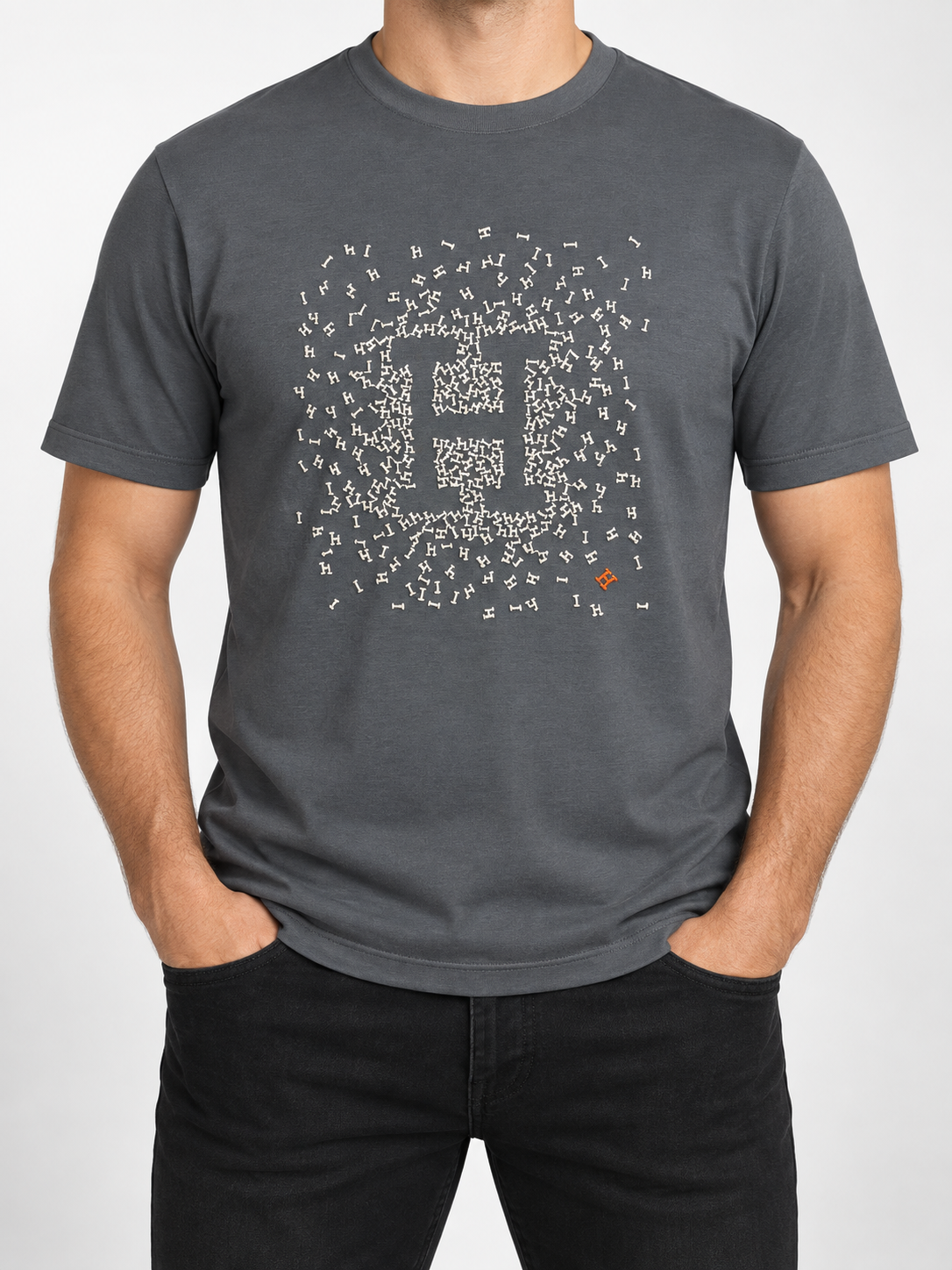 Men’s Slate Grey H Mosaic T-Shirt - front view