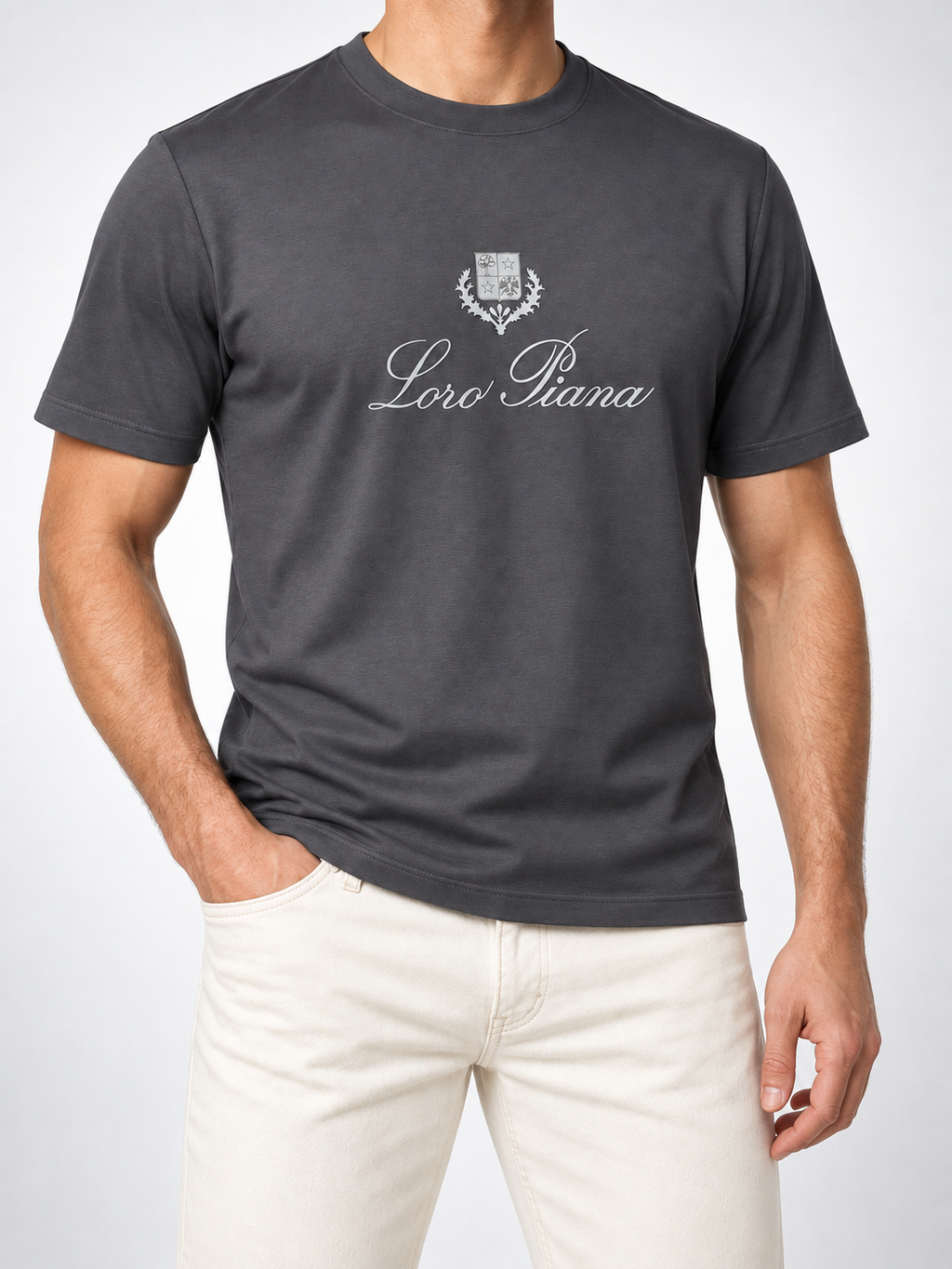 Men’s Charcoal Crest-Script T-Shirt - view 3