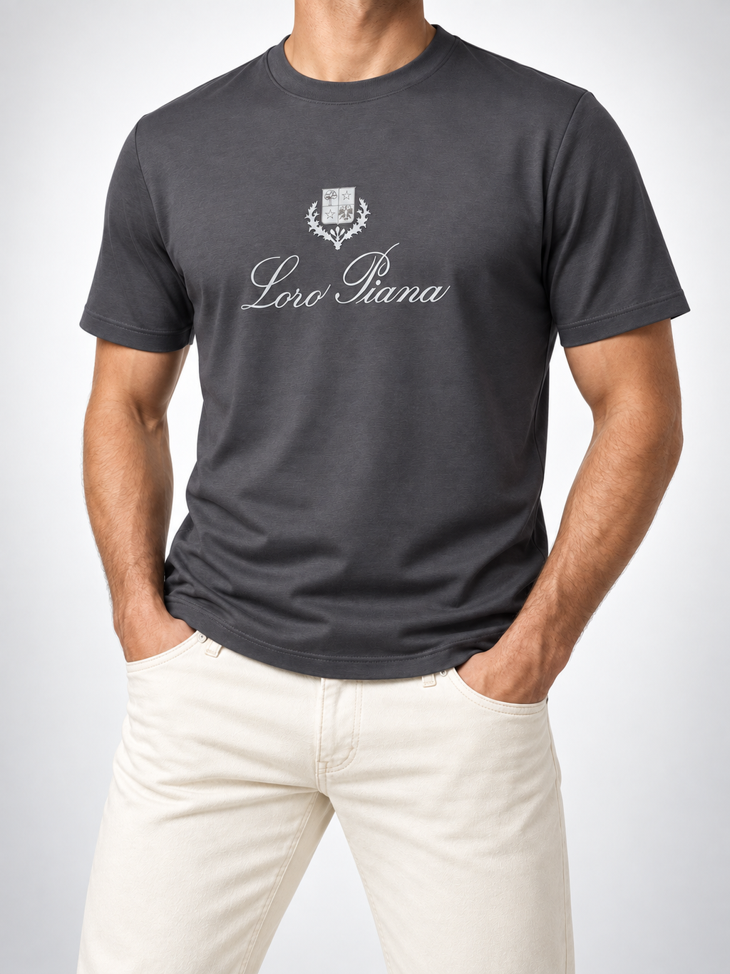 Men’s Charcoal Crest-Script T-Shirt - view 4