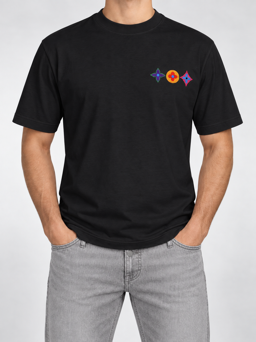 Men’s Black Multicolour Monogram T-Shirt - front view