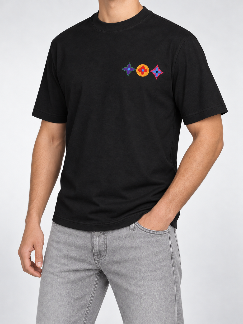 Men’s Black Multicolour Monogram T-Shirt - view 2