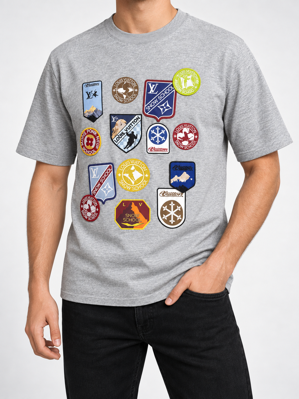 Men’s Grey Snow-Badge T-Shirt - view 3