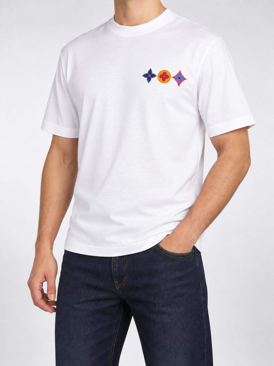 Men’s White Multicolour Monogram T-Shirt - view 2