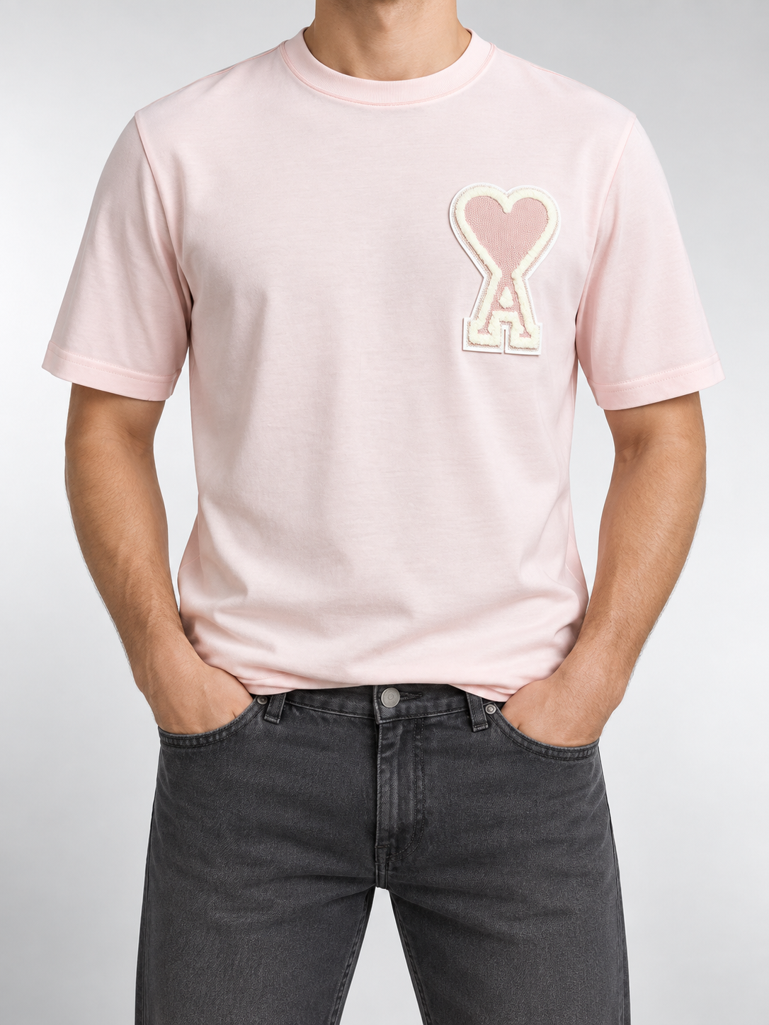 Men’s Blush Pink Heart-A T-Shirt - front view