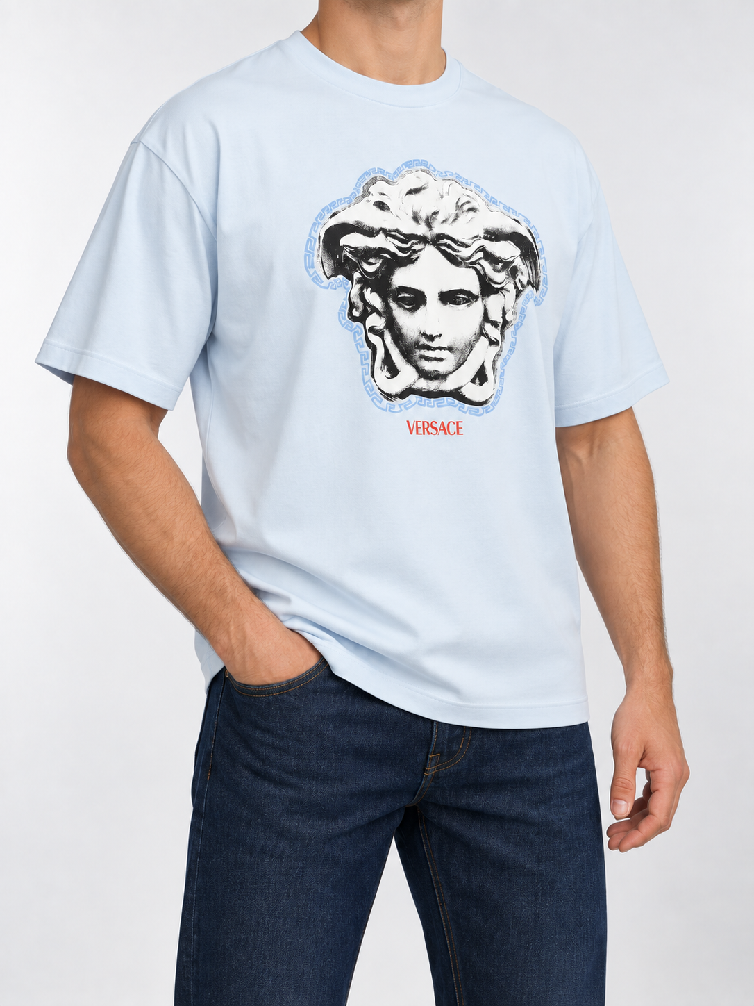 Men’s Ice Blue Medusa Drop-Shoulder T-Shirt - view 3