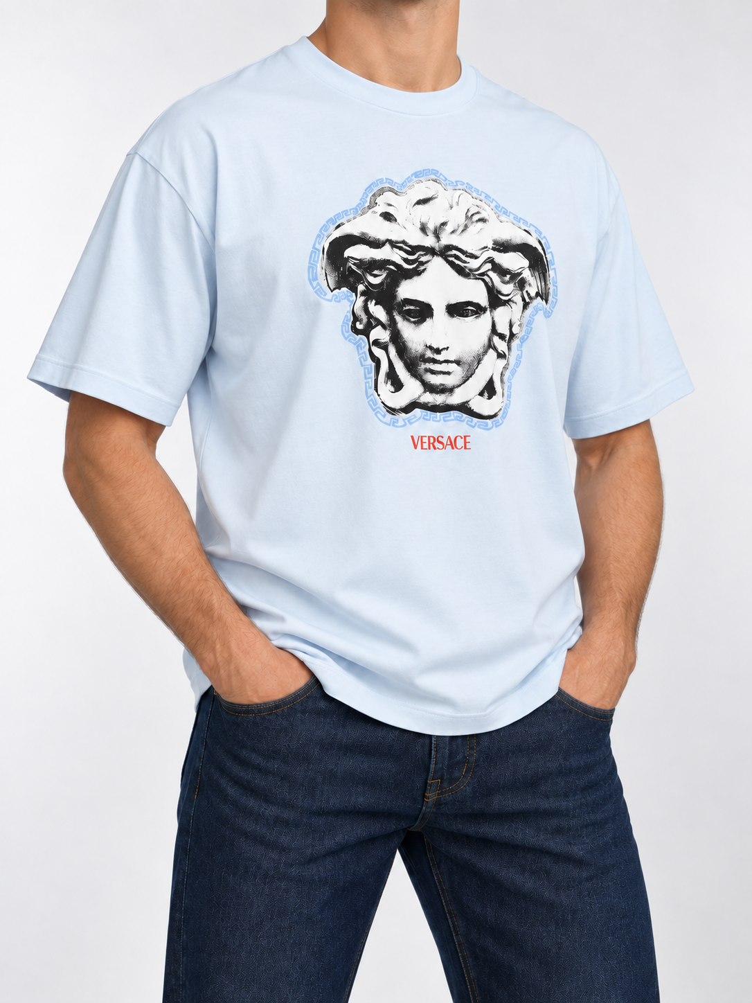 Men’s Ice Blue Medusa Drop-Shoulder T-Shirt - view 4
