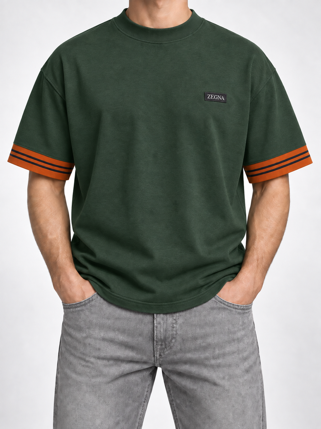 Men’s Green Orange-Cuff T-Shirt - front view