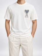 AM PRS — Men’s Ivory Heart-A Appliqué T-Shirt
