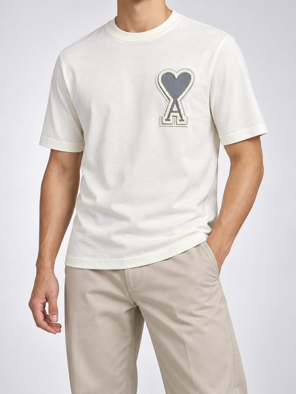 Men’s Ivory Heart-A Appliqué T-Shirt - view 3