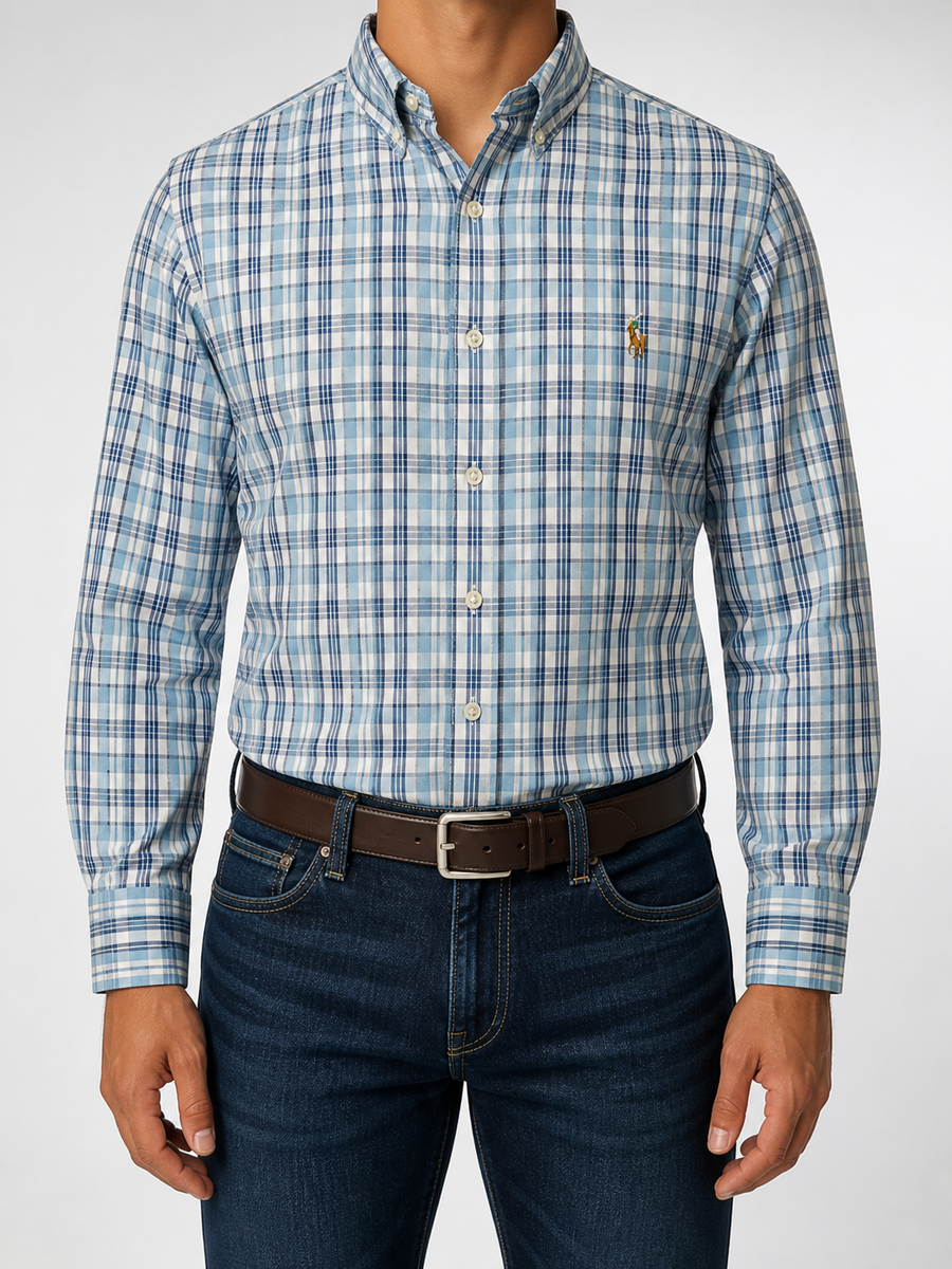 Men’s Blue Multicheck Shirt - front view