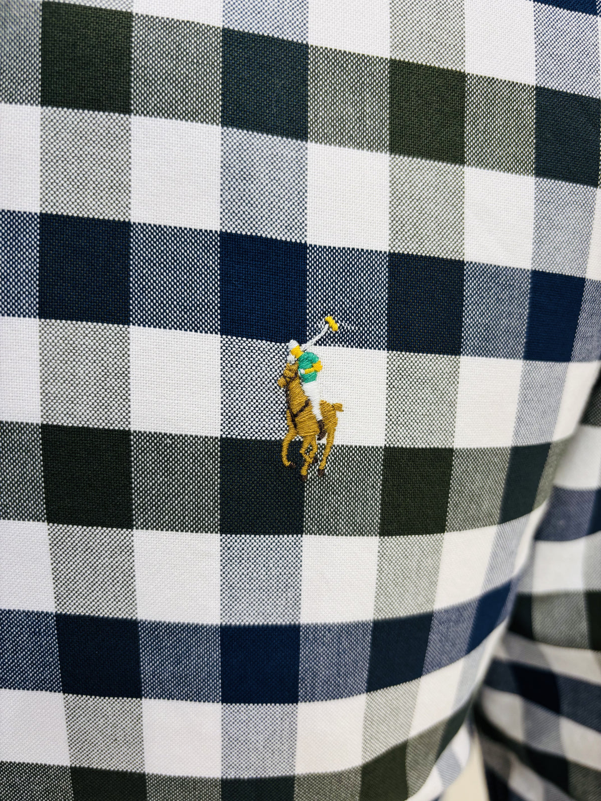 Men’s Navy and Green Bold-Check Shirt - view 4