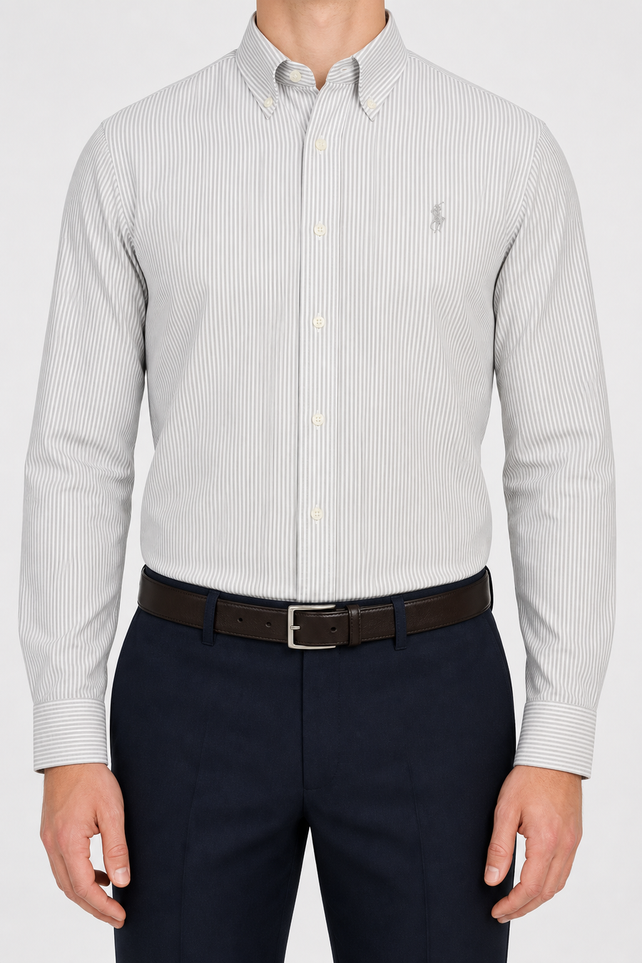 Men’s Light Grey Pinstripe Shirt - front view