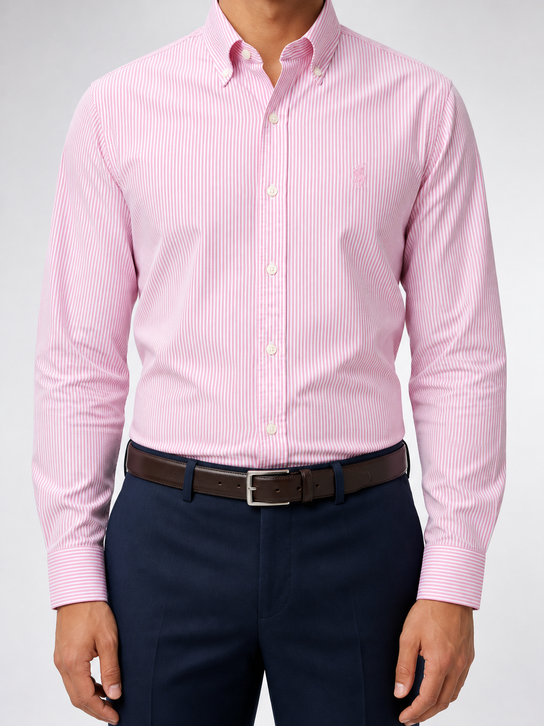 Men’s Bright Pink Striped Shirt - front view
