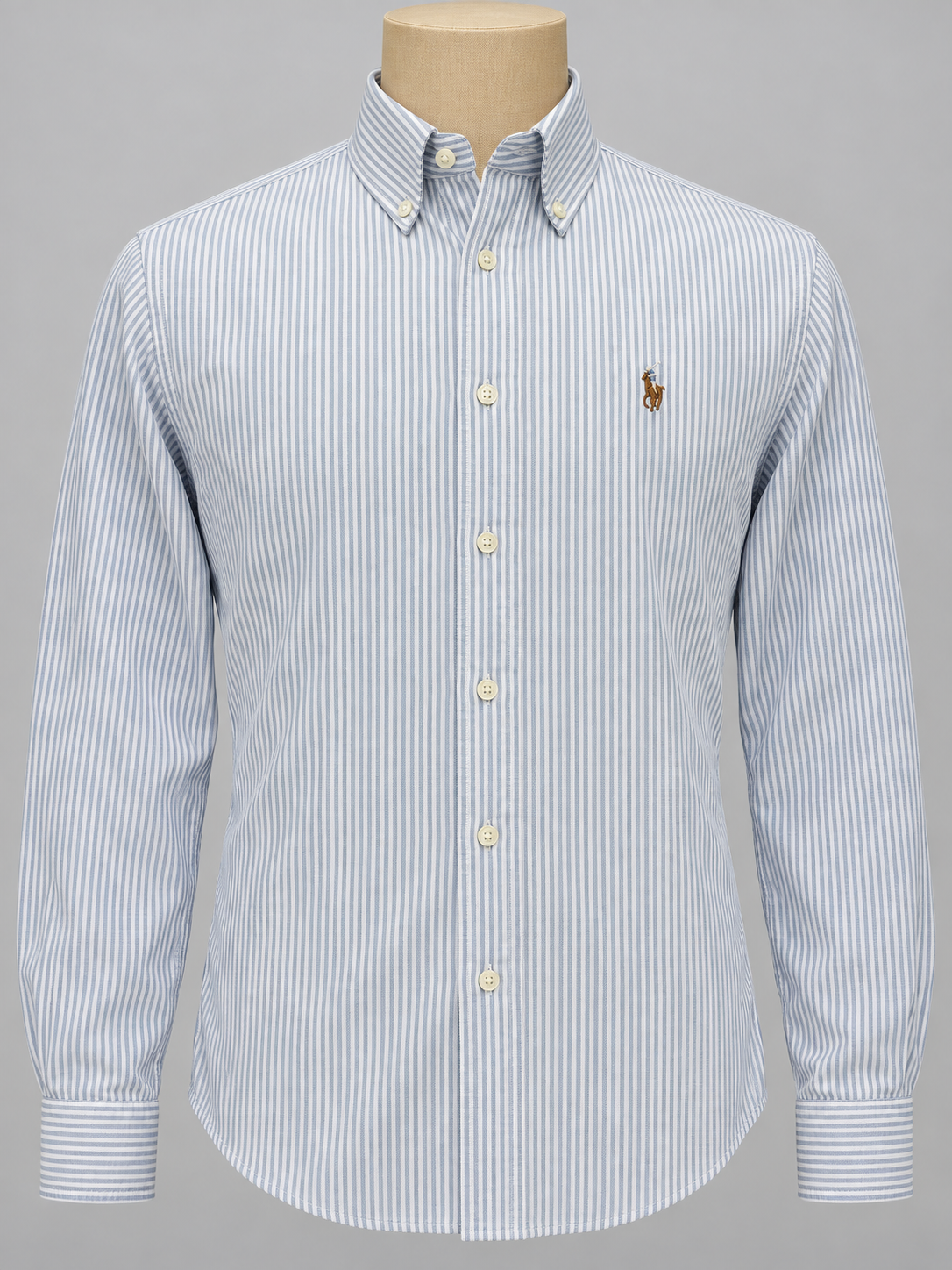 Men’s Sky Blue Fine-Stripe Shirt - front view