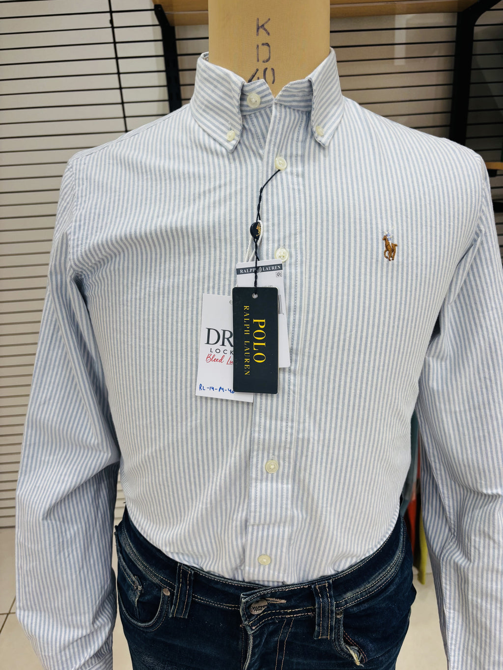 Men’s Sky Blue Fine-Stripe Shirt - view 3