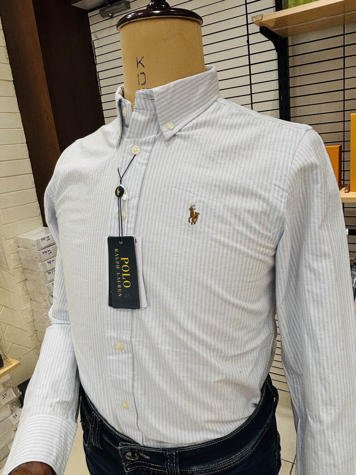 Men’s Powder Blue Pinstripe Shirt - view 3