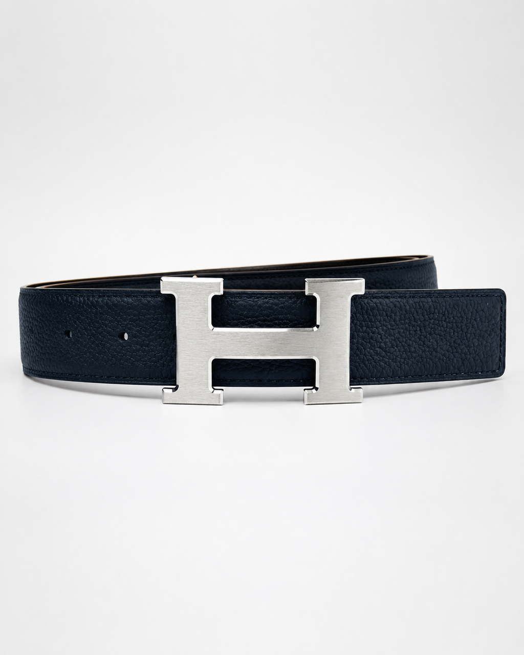 Black Reversible Silver-Tone H-Buckle Belt - view 2