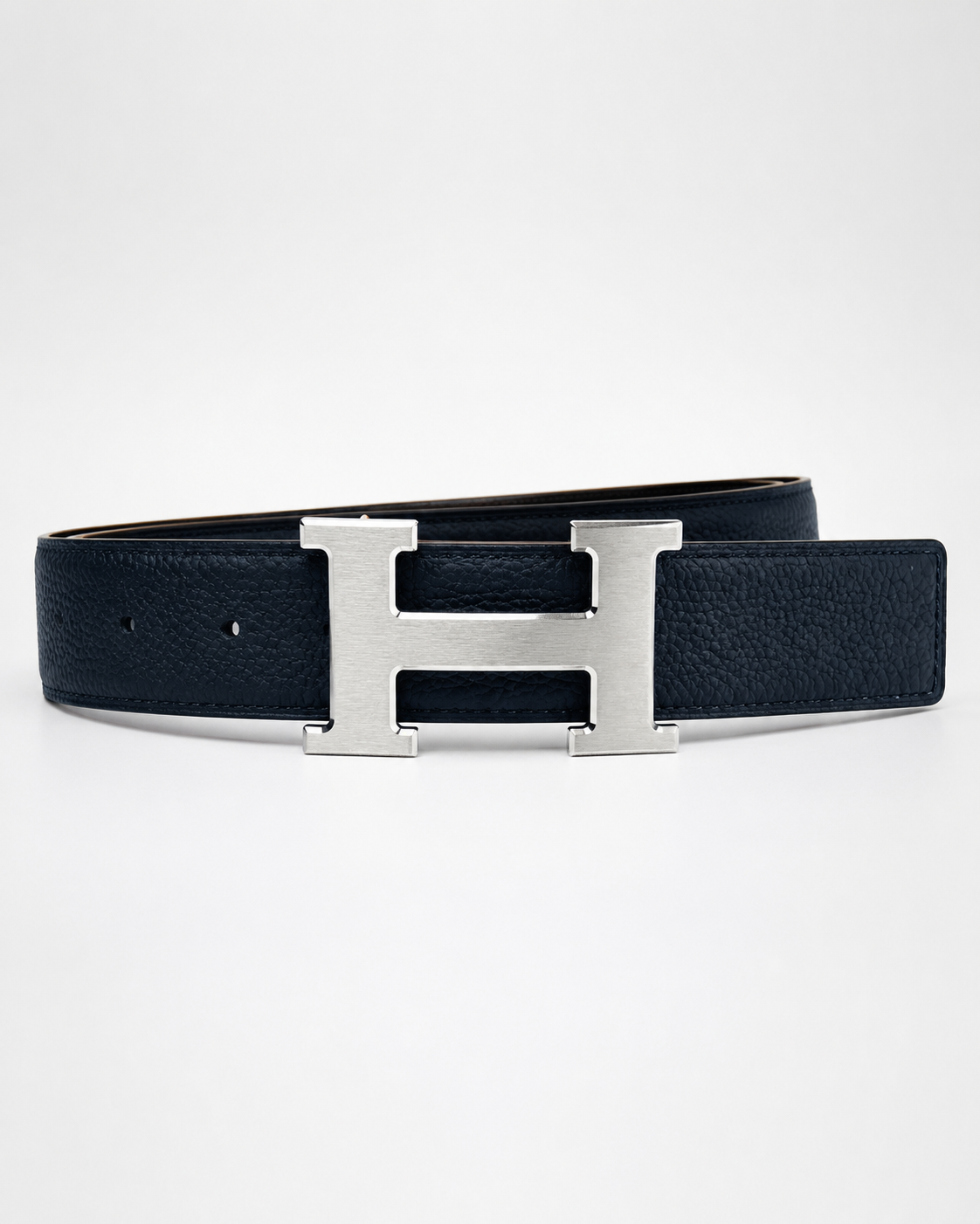 Black Reversible Silver-Tone H-Buckle Belt - view 2