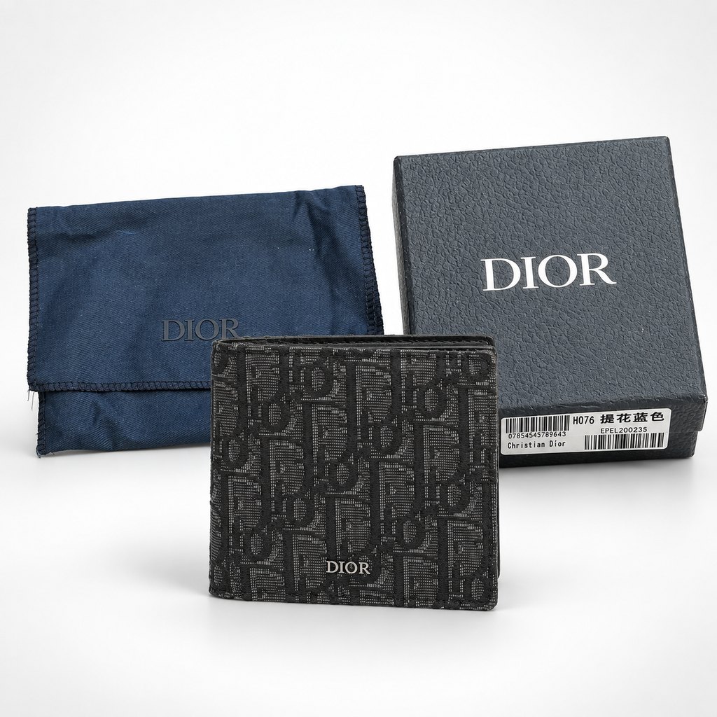 Black Grey Woven Bifold Wallet - view 4