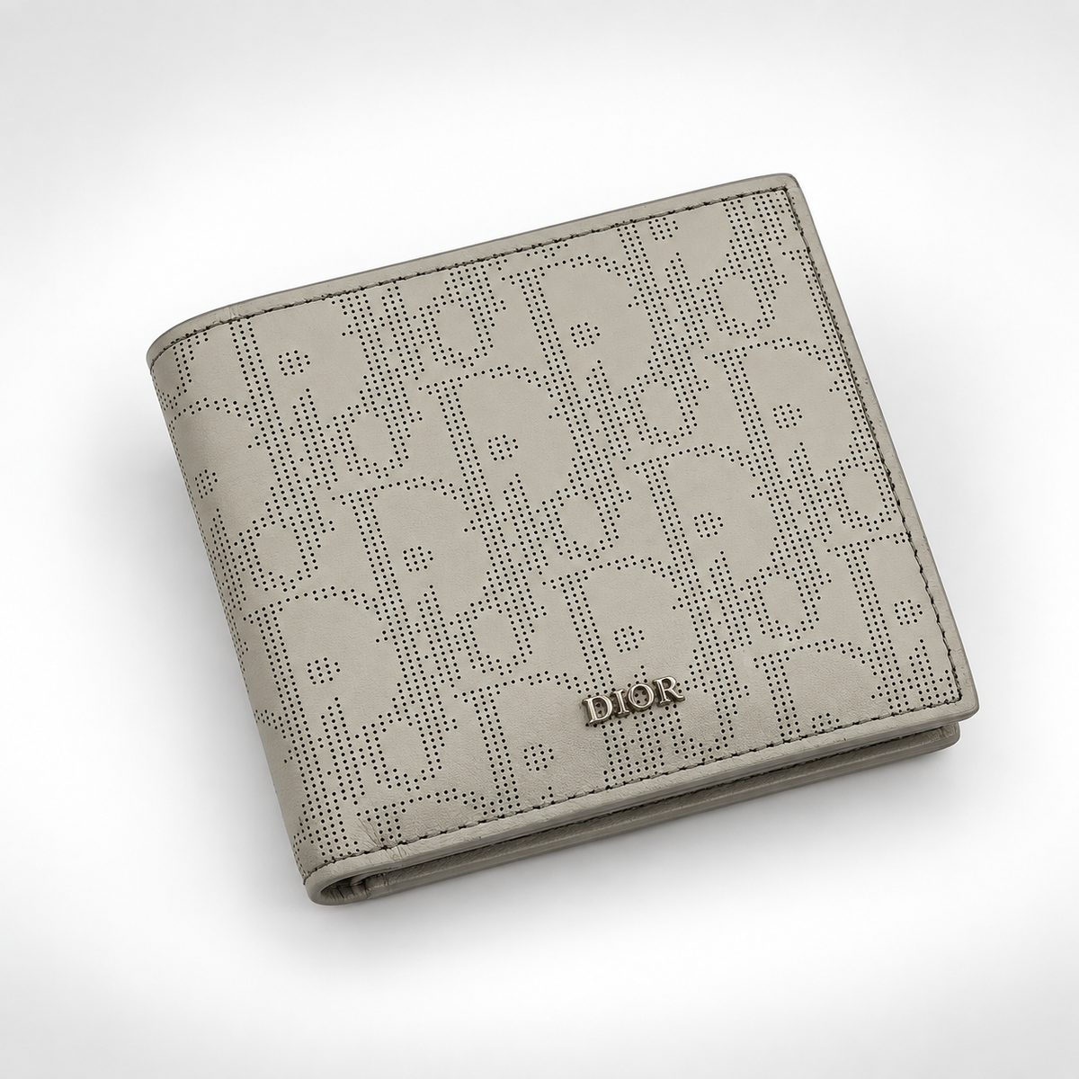 Dove Grey Perforated Monogram Bifold Wallet - view 3