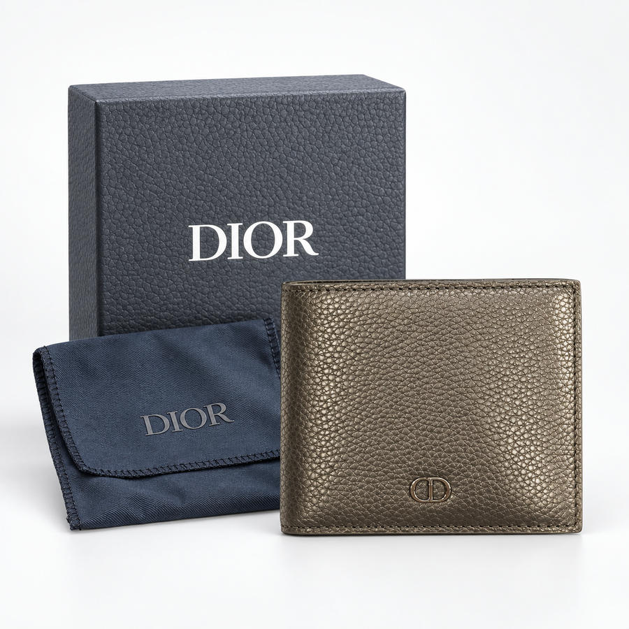 Metallic Pewter Grained Bifold Wallet - view 4