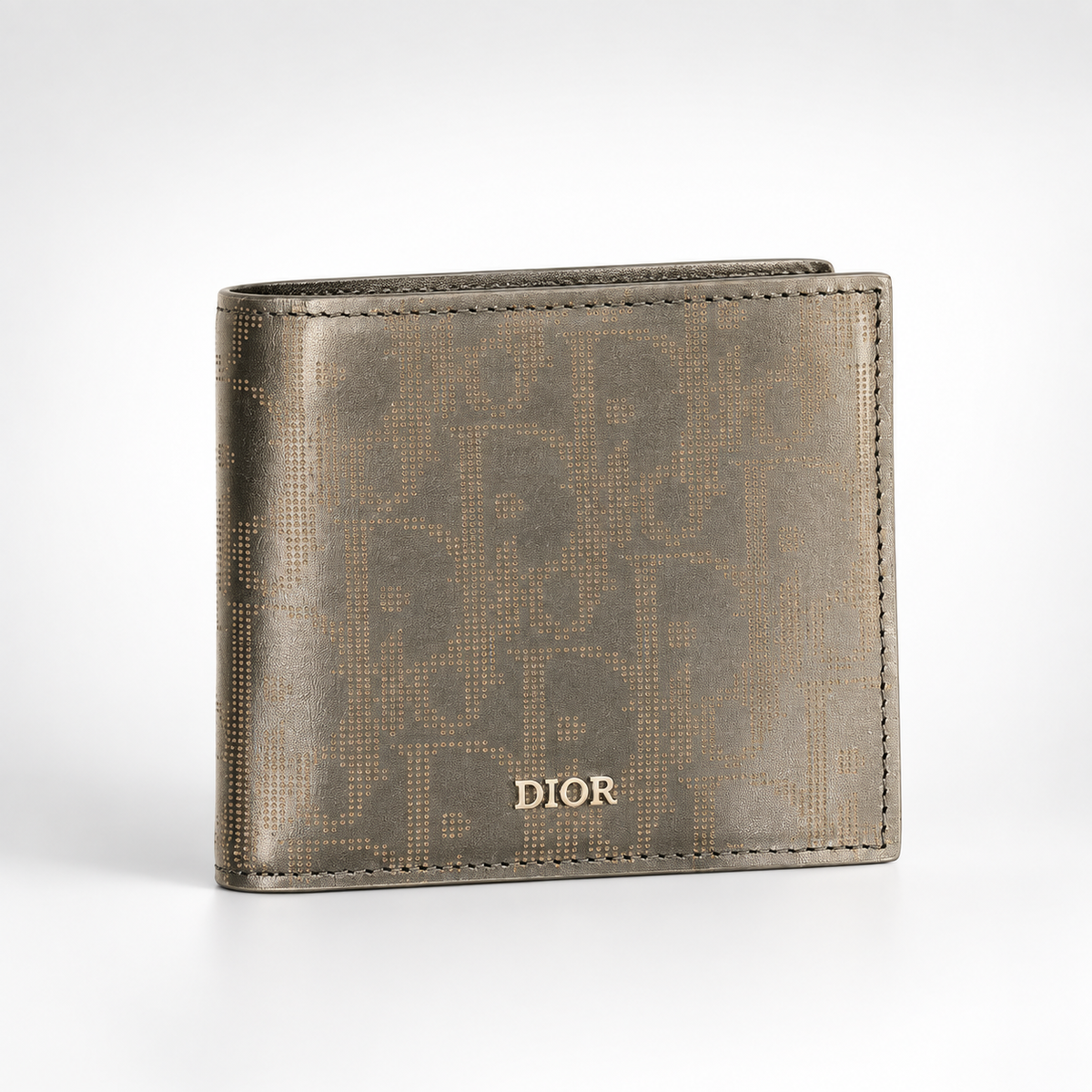 Metallic Taupe Fine Monogram Bifold Wallet - front view