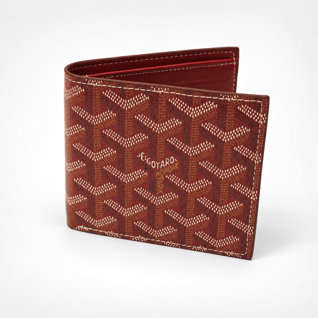 Brown Red Bifold Wallet - front view