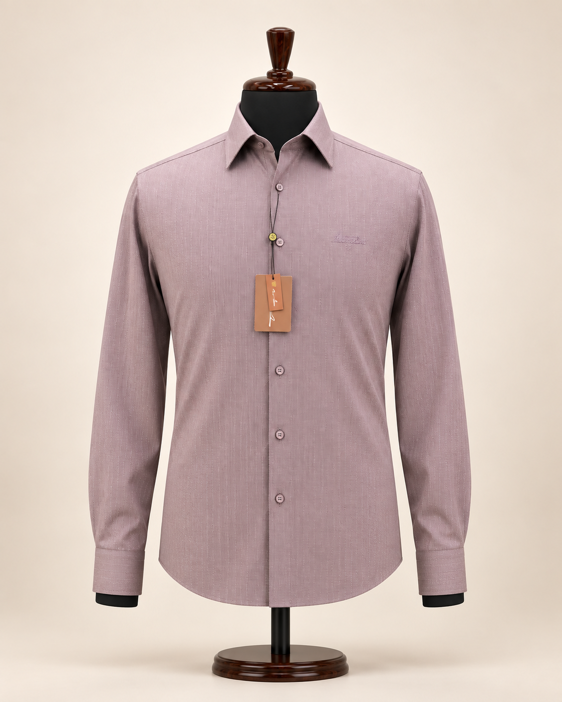 Men’s Dusty Rose Tonal-Pattern Shirt — premium front hero image