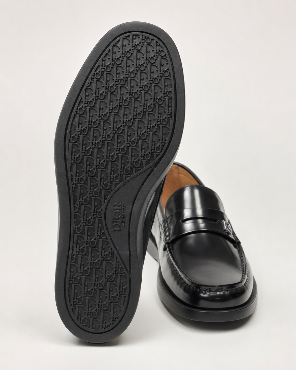 Men’s Black Polished Penny Loafers - men’s black polished loafer outsole detail