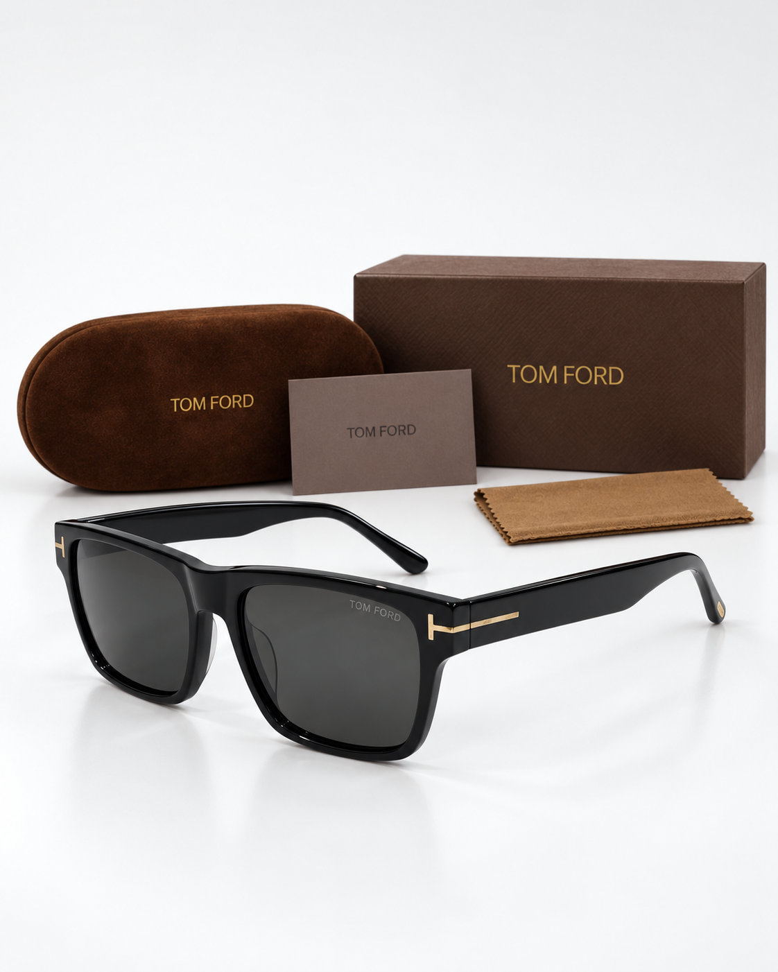 tom ford ft1205 01a square sunglasses — packaging set