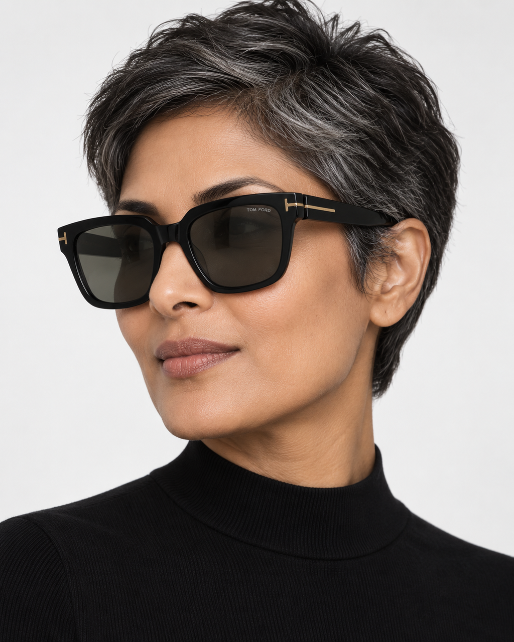 tom ford ft6027 b 001 square sunglasses — female model