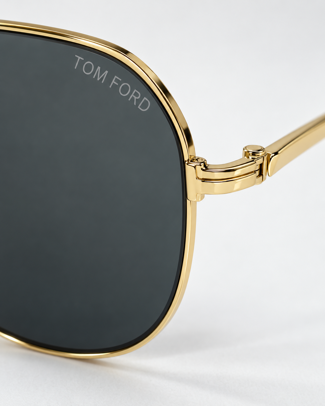 tom ford gold geometric aviator sunglasses — logo hinge detail