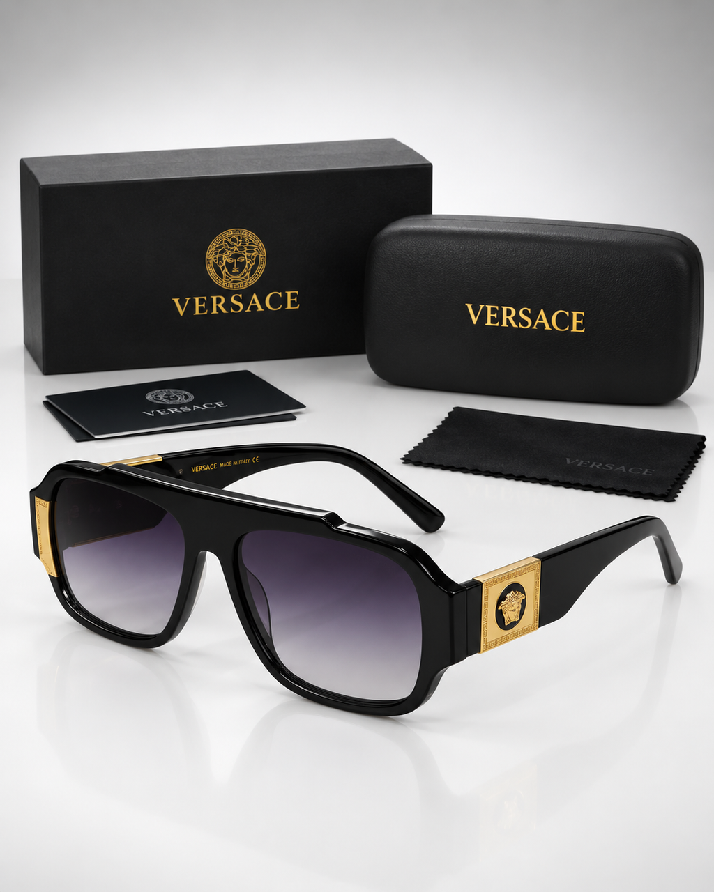 versace ve4436u black purple gradient unisex sunglasses — packaging set