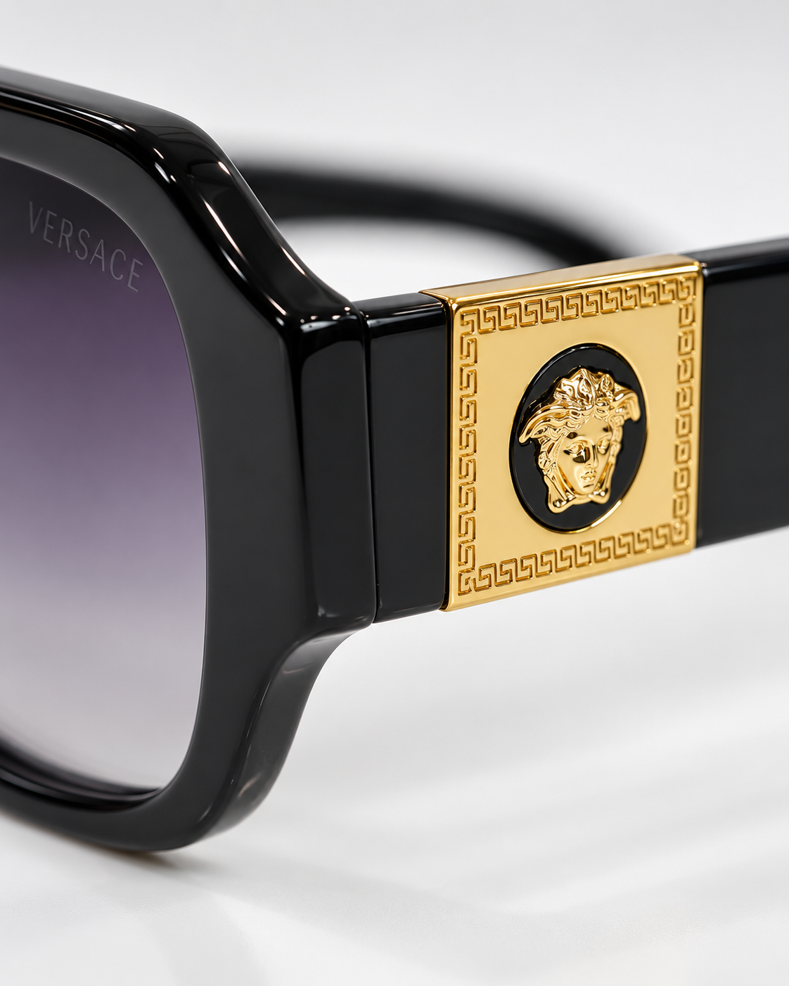 versace ve4436u black purple gradient unisex sunglasses — logo hinge detail