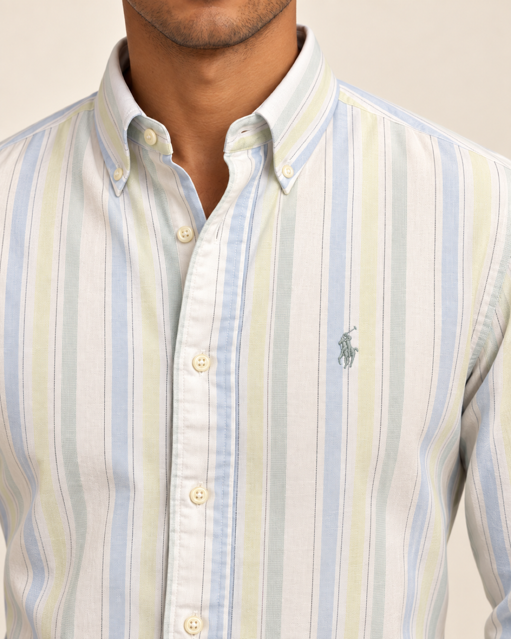 RL — Pastel Multistripe Button-Down Shirt — detail view