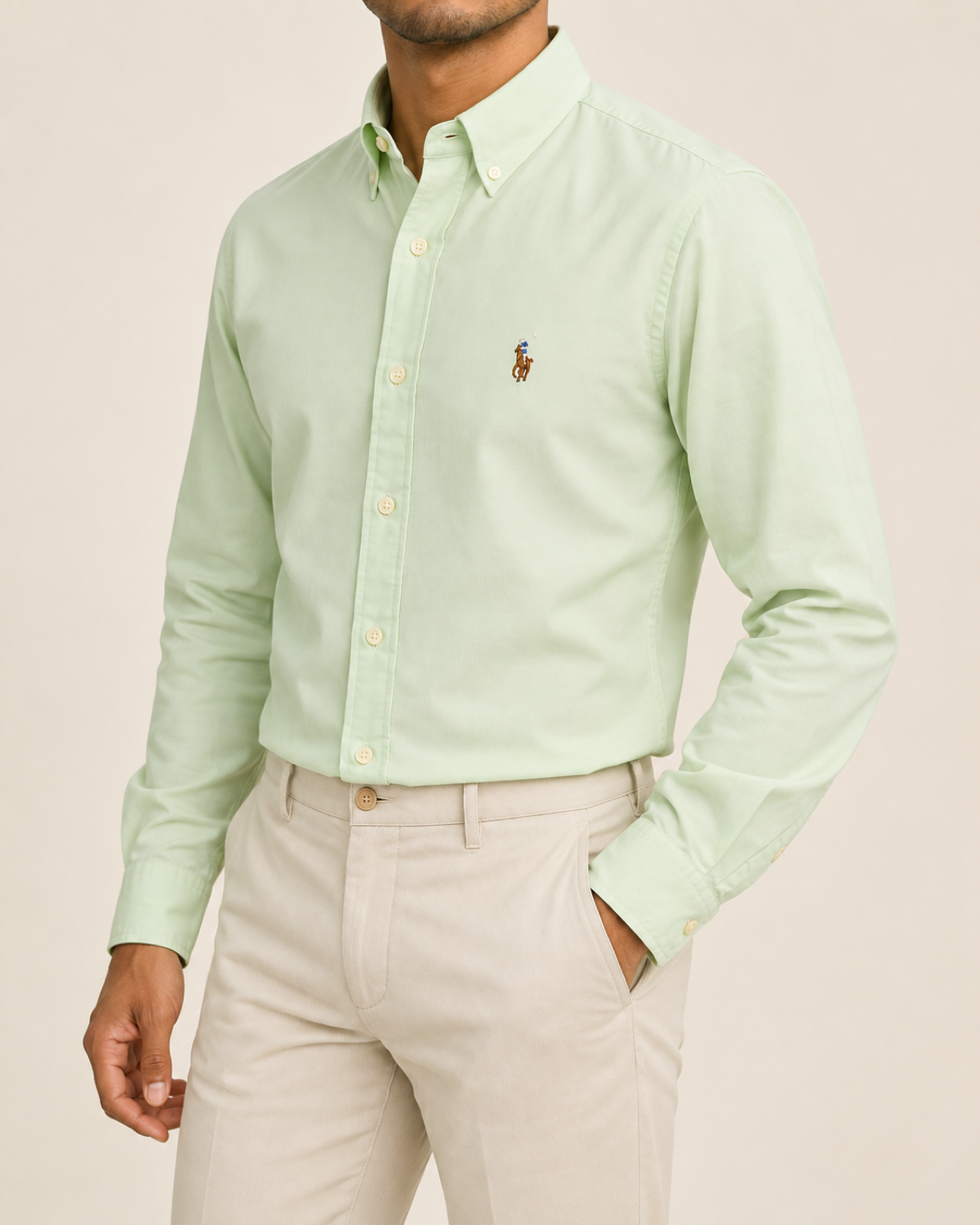RL — Pastel Pistachio Button-Down Shirt — side view