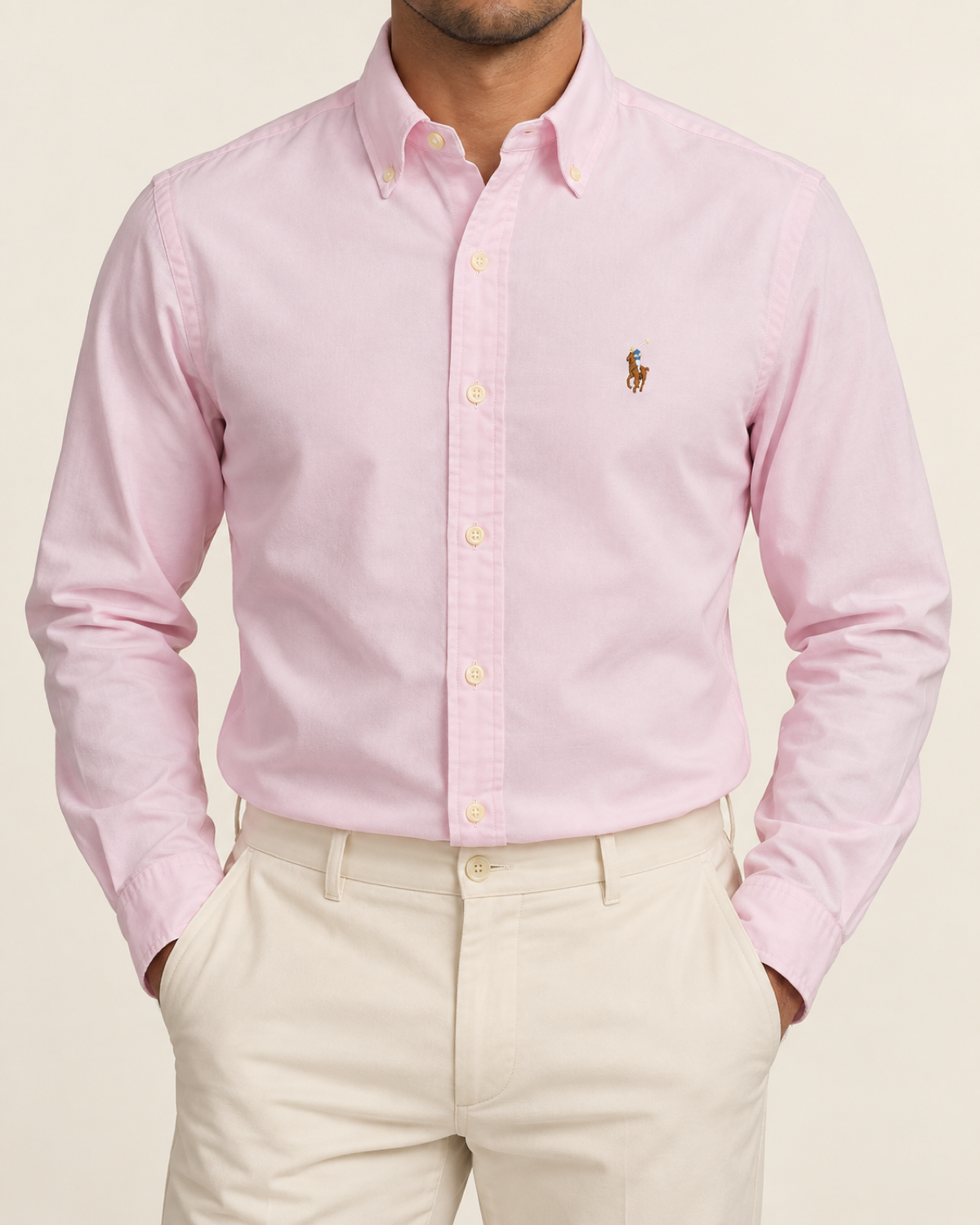 RL — Powder Pink Button-Down Shirt — front view