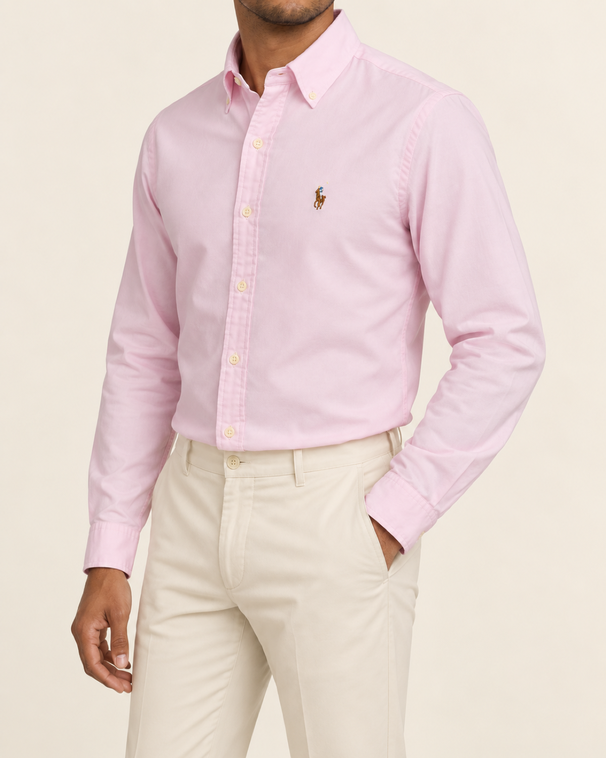 RL — Powder Pink Button-Down Shirt — side view